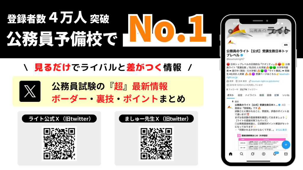 公式X、登録者数4万人突破!公務員予備校でNo.1