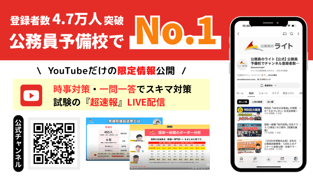 公式YouTube、登録者数4.7万人突破!公務員予備校でNo.1